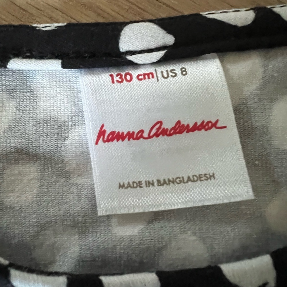 Hanna Andersson Black and White Polka Dot Swing Dress Size 130/8 - Picture 2 of 3
